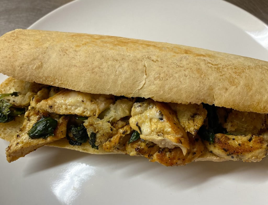 Spinach Artichoke, Chicken and Cheese Panini Sandwich